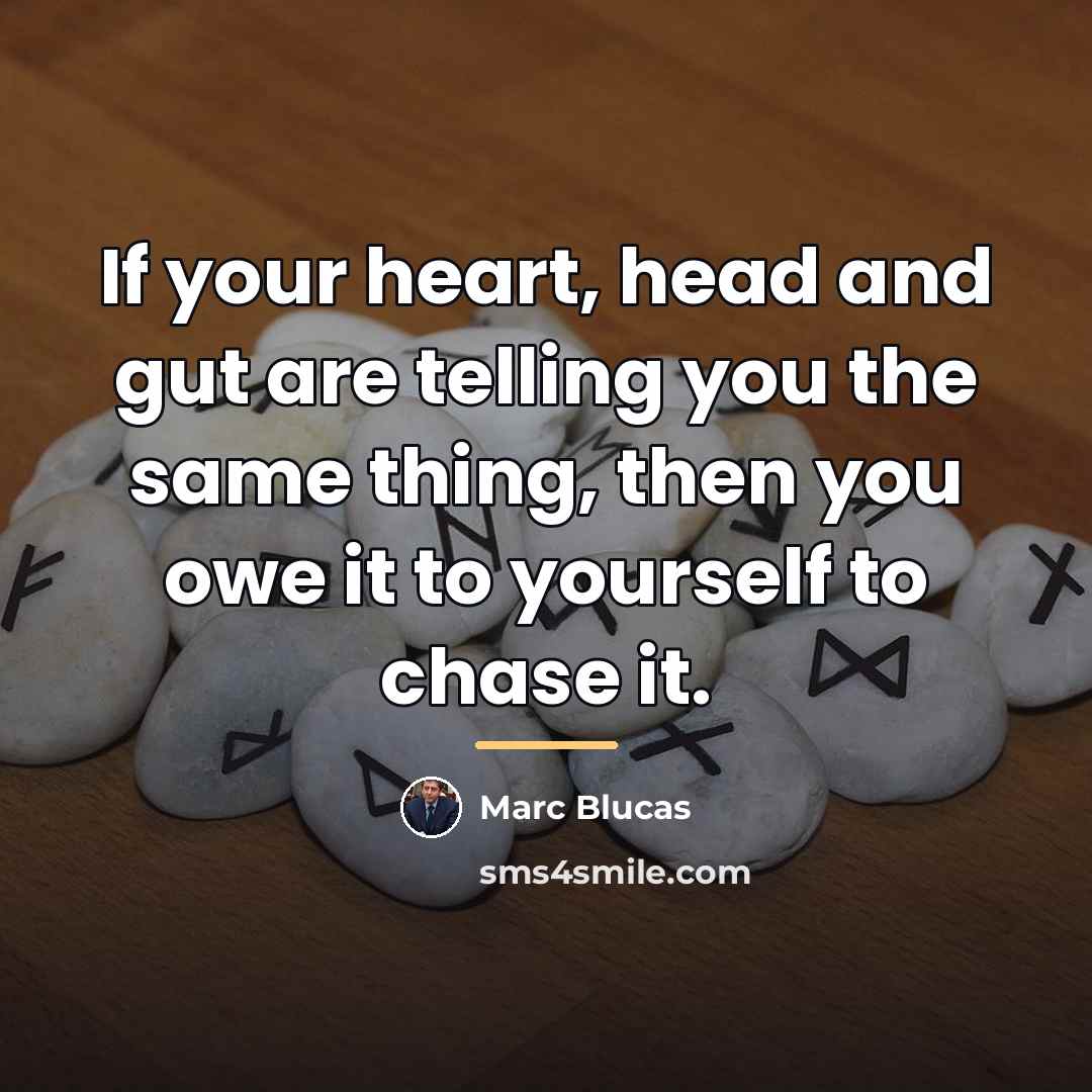 “If your heart, head and gut are telling you the…” quote by Marc Blucas