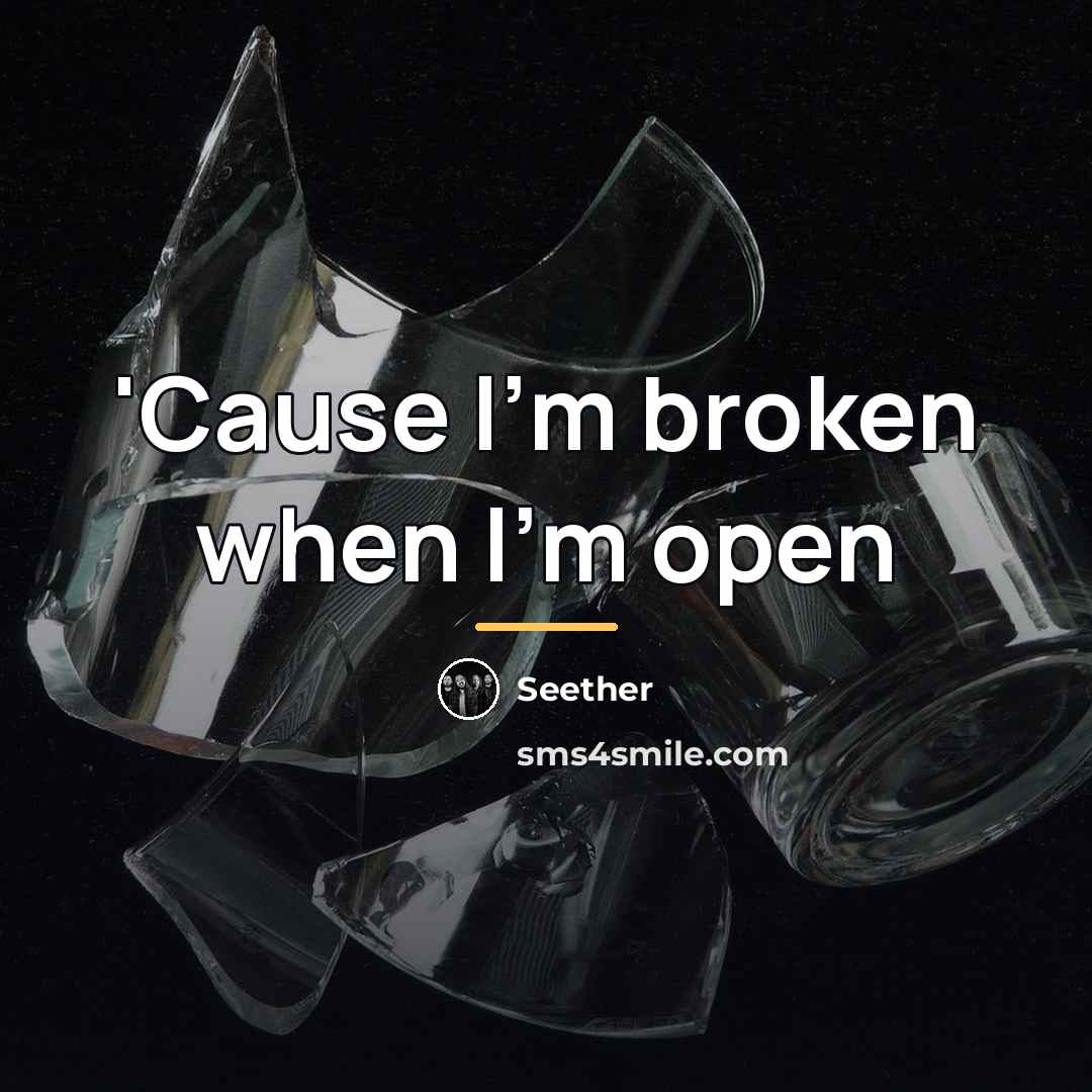 “'Cause I'm broken when I'm open…” quote by Seether