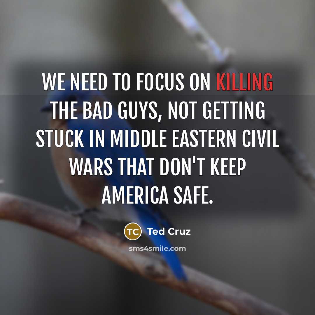 “We need to focus on killing the bad guys, not…” quote by Ted Cruz