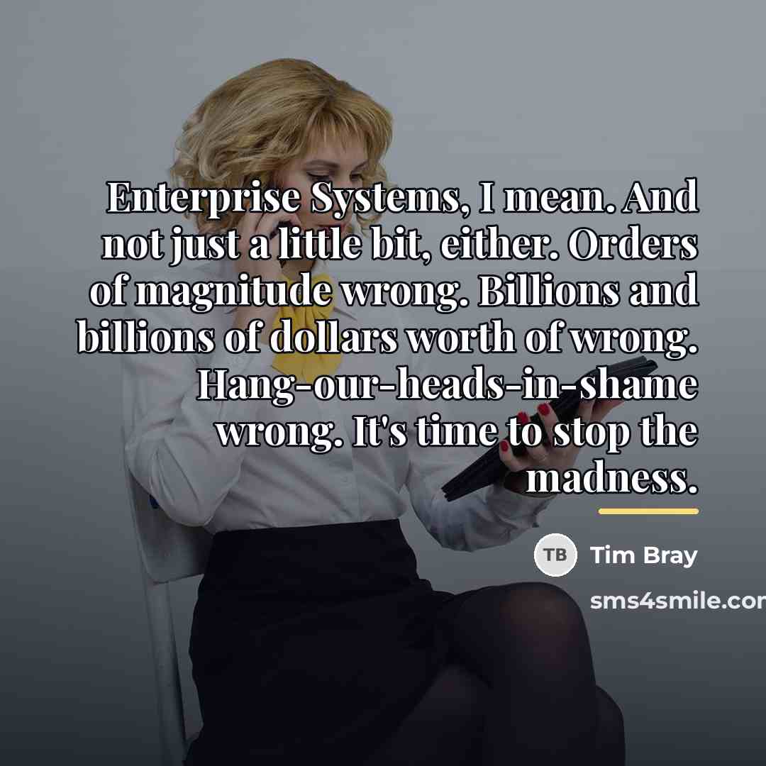“Enterprise Systems, I mean. And not just a little bit,…” quote by Tim Bray