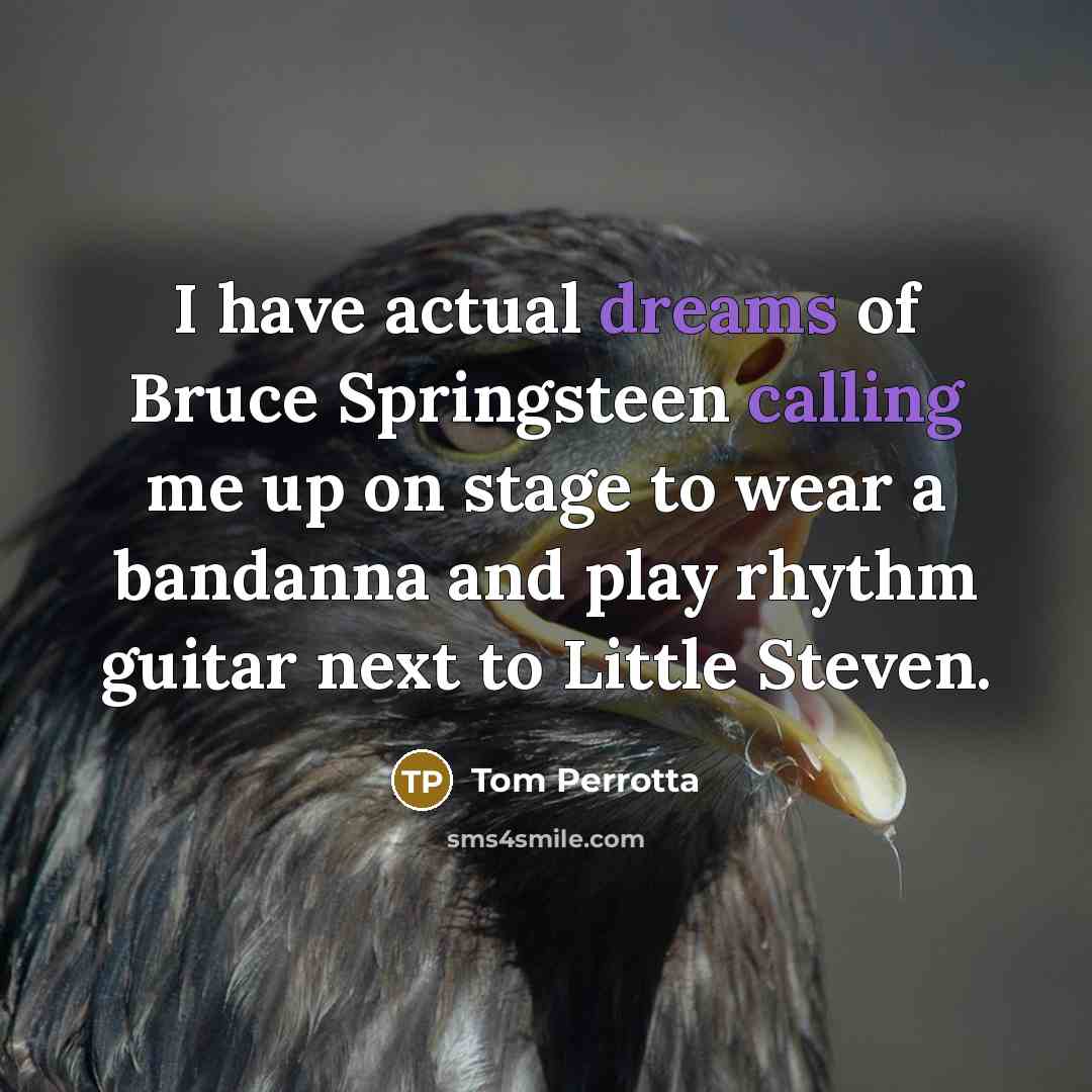 “I have actual dreams of Bruce Springsteen calling me up on stage to wear a bandanna and play rhythm guitar next to Little Steven.” quote by Tom Perrotta
