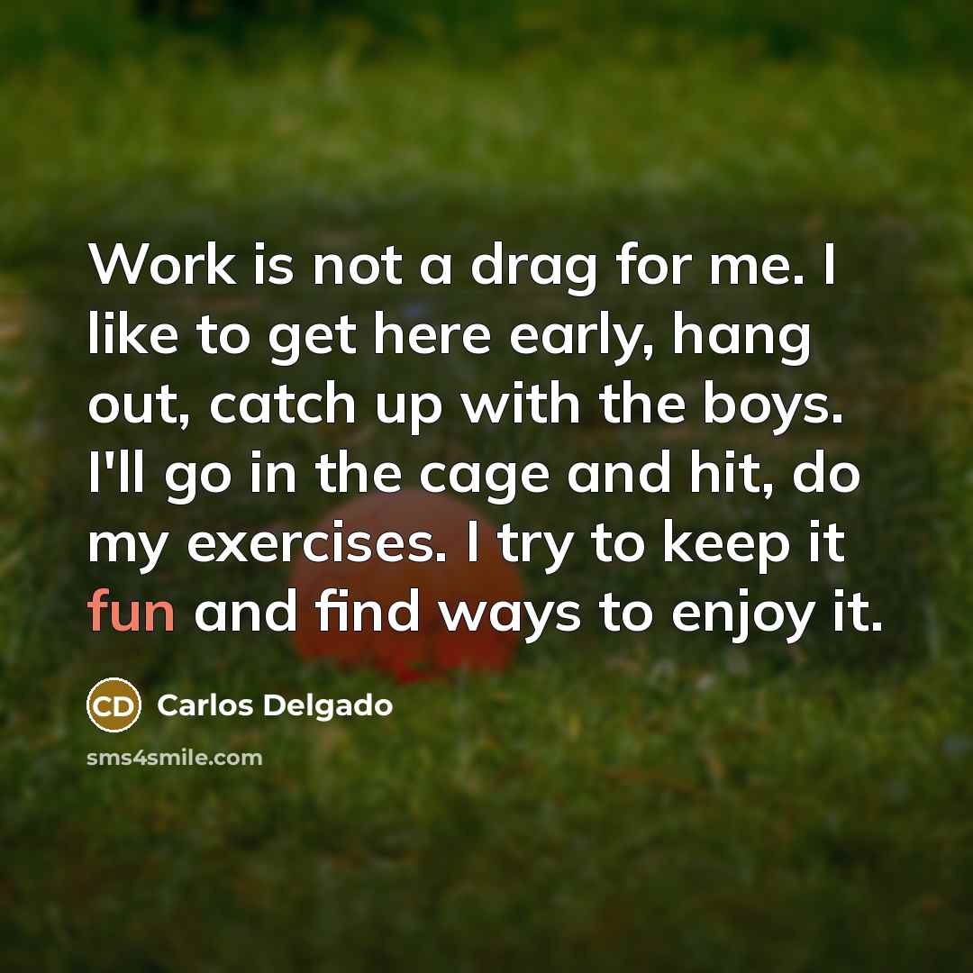 “Work is not a drag for me. I like to…” quote by Carlos Delgado