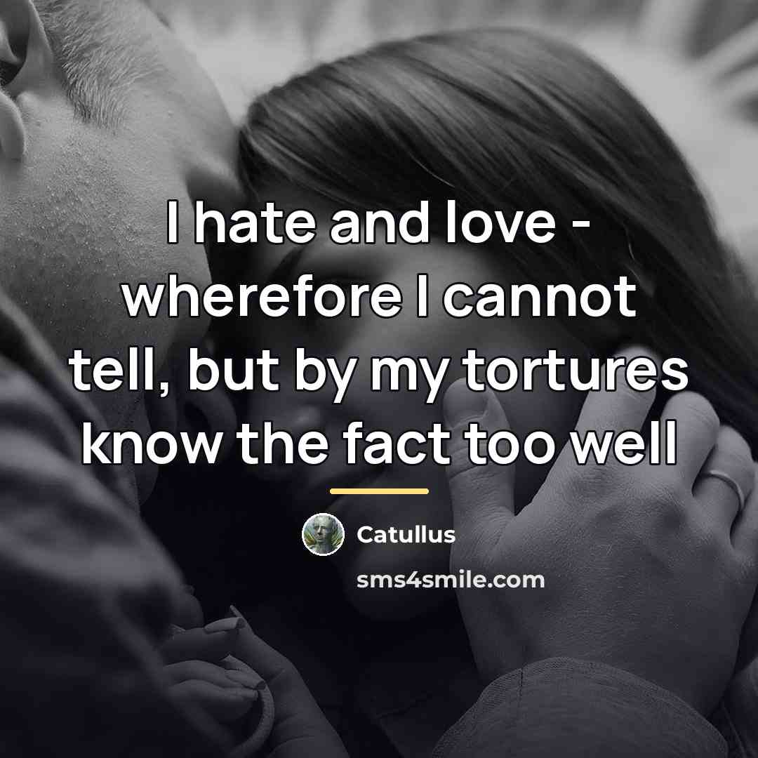 “I hate and love - wherefore I cannot tell, but…” quote by Catullus
