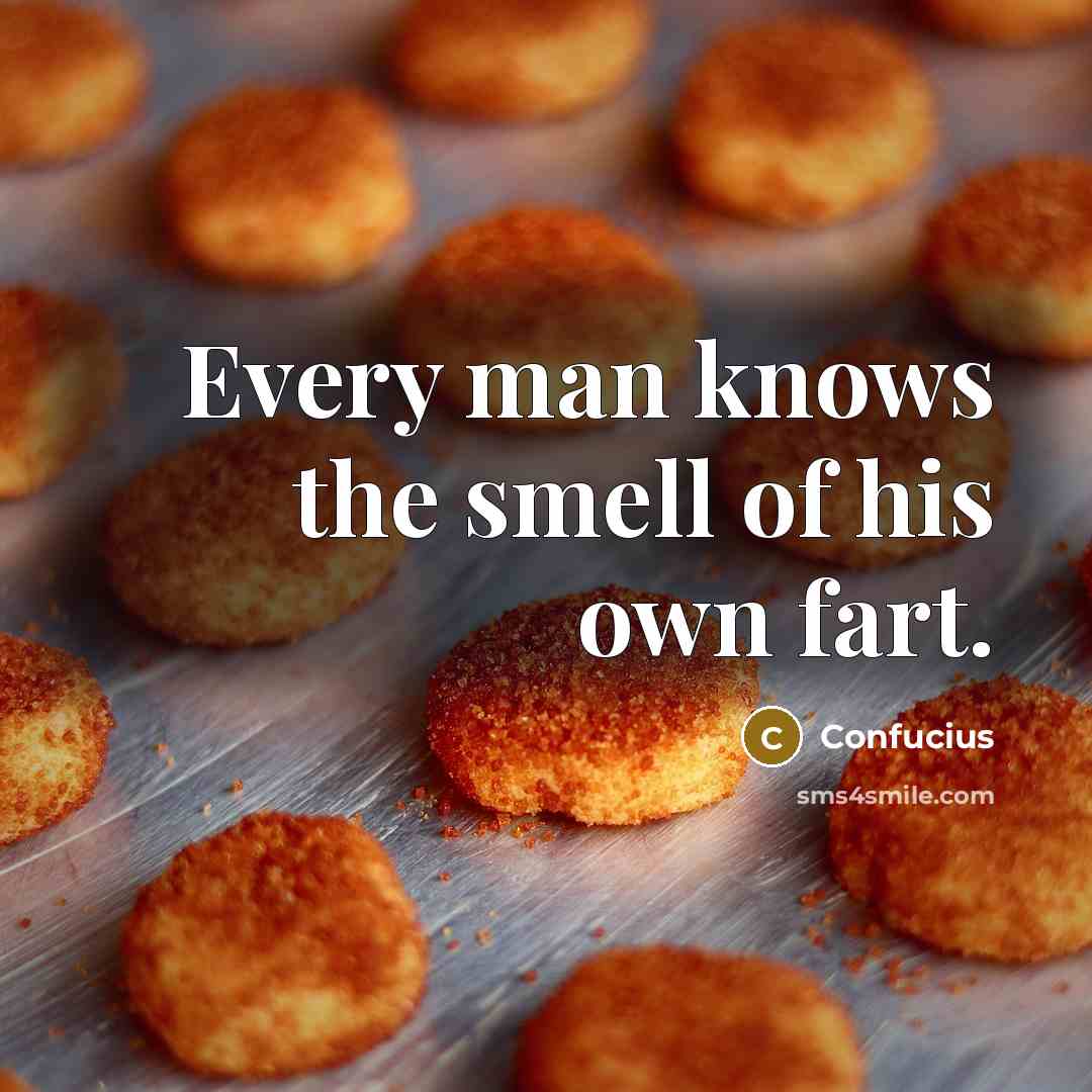 “Every man knows the smell of his own fart.…” quote by Confucius