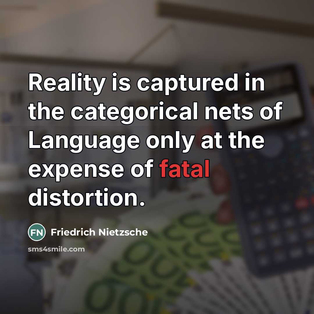 “Reality is captured in the categorical nets of Language only…” quote by Friedrich Nietzsche