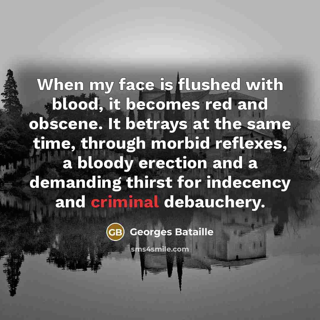 “When my face is flushed with blood, it becomes red…” quote by Georges Bataille