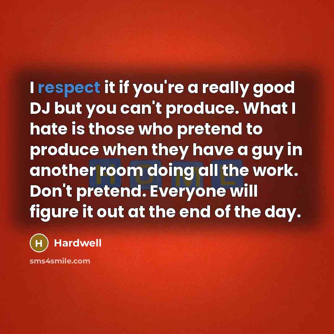 “I respect it if you're a really good DJ but…” quote by Hardwell