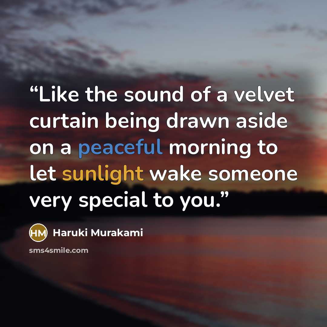 “Like the sound of a velvet curtain being drawn aside on a peaceful morning to let sunlight wake someone very special to you.” quote by Haruki Murakami