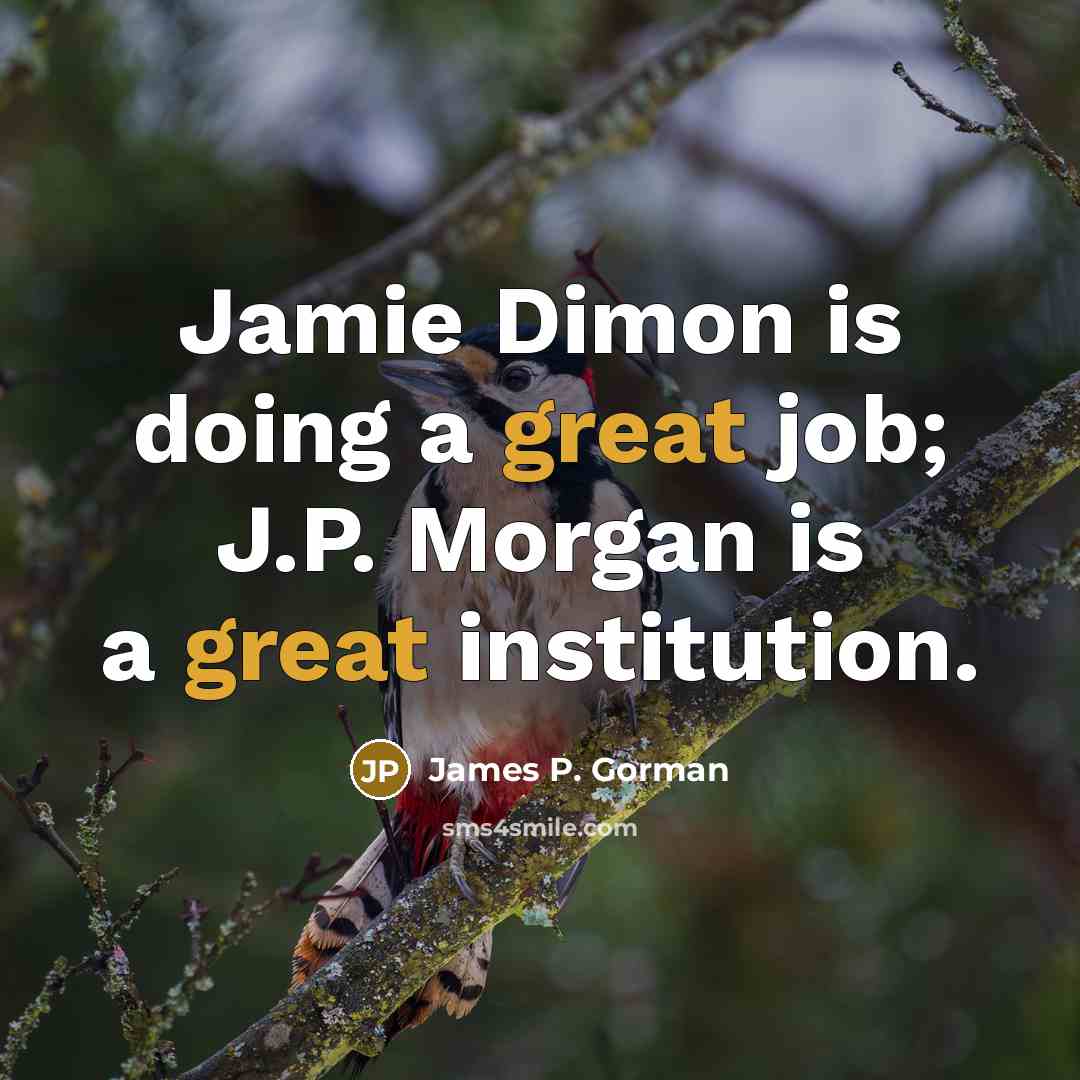 “Jamie Dimon is doing a great job; J.P. Morgan is…” quote by James P. Gorman