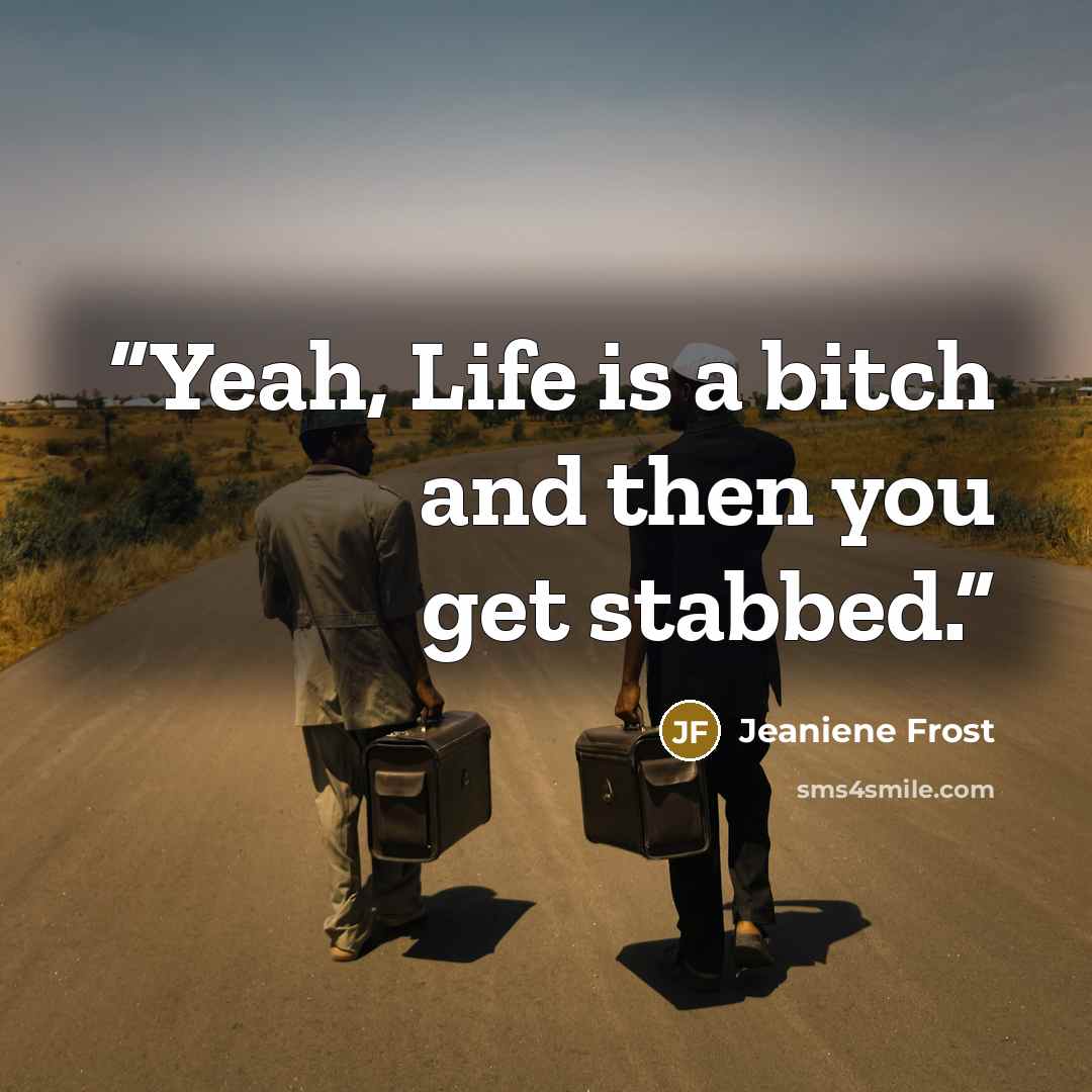 “Yeah, Life is a bitch and then you get stabbed.” quote by Jeaniene Frost