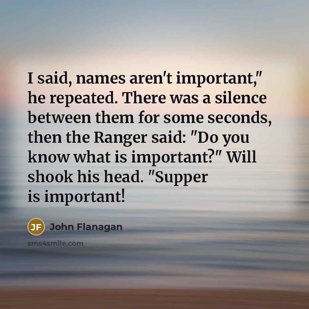 “I said, names aren't important," he repeated. There was a…” quote by John Flanagan