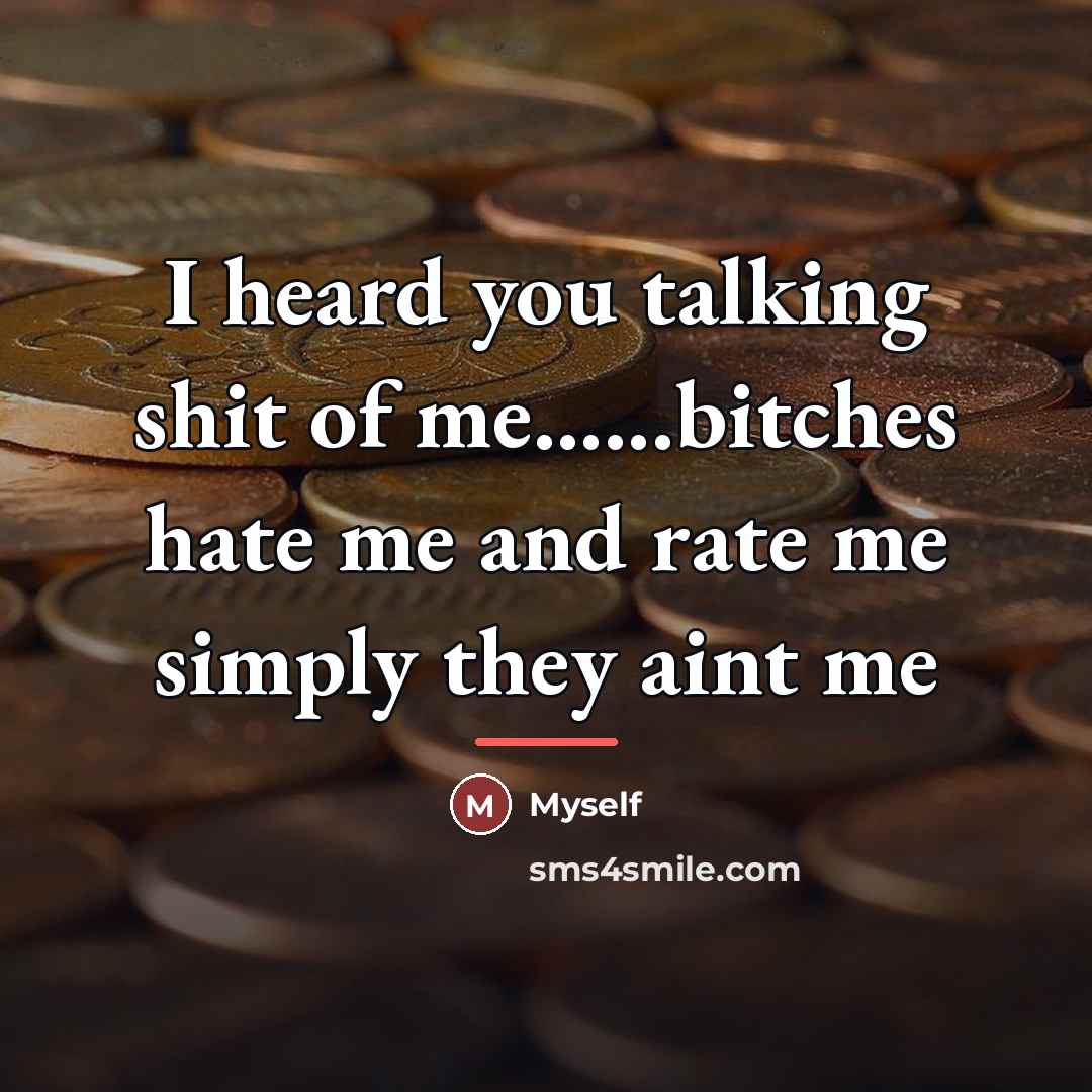“I heard you talking shit of me......bitches hate me and…” quote by Myself