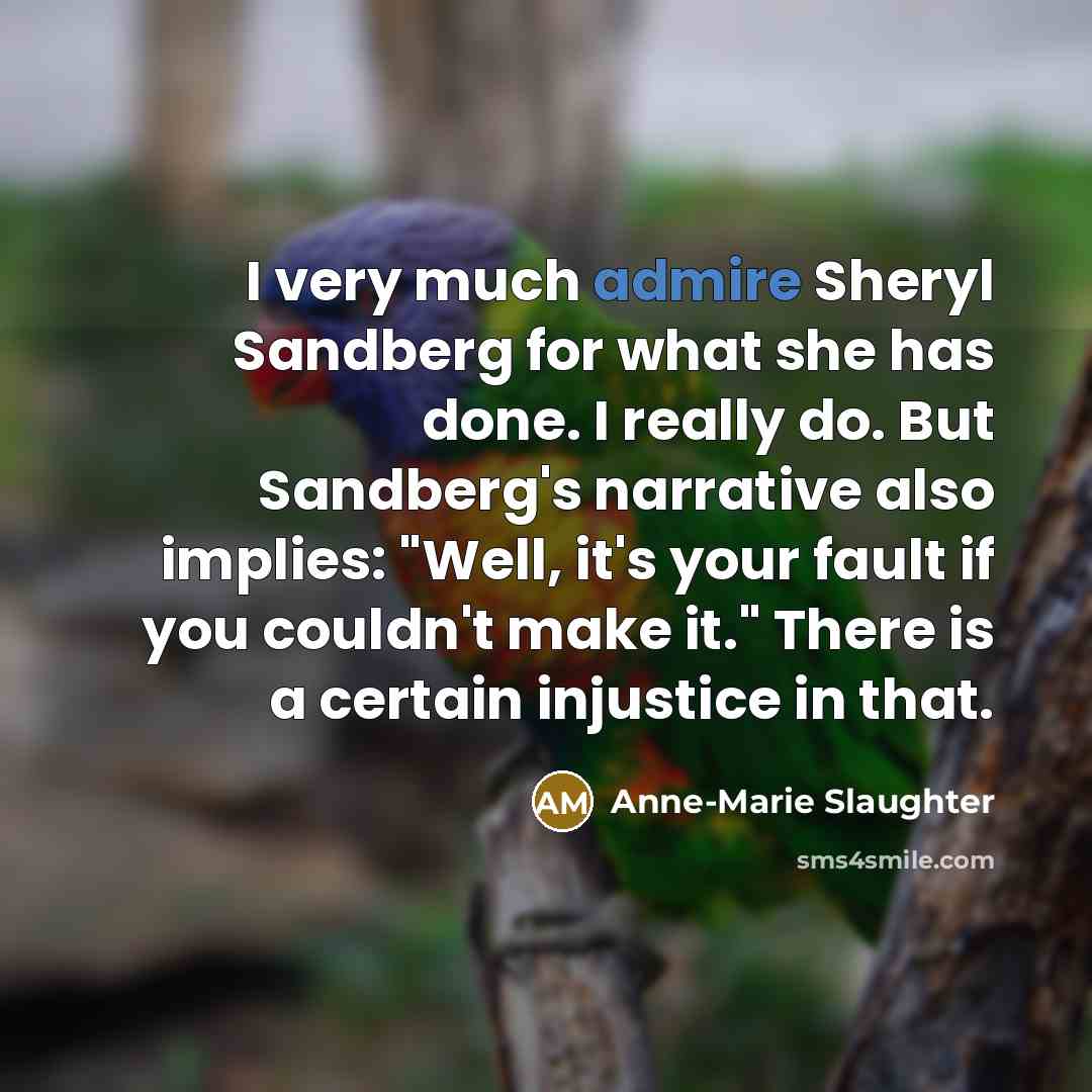 “I very much admire Sheryl Sandberg for what she has…” quote by Anne-Marie Slaughter