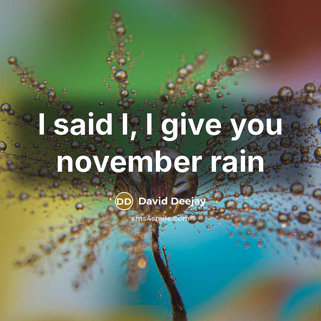 “I said I, I give you november rain…” quote by David Deejay