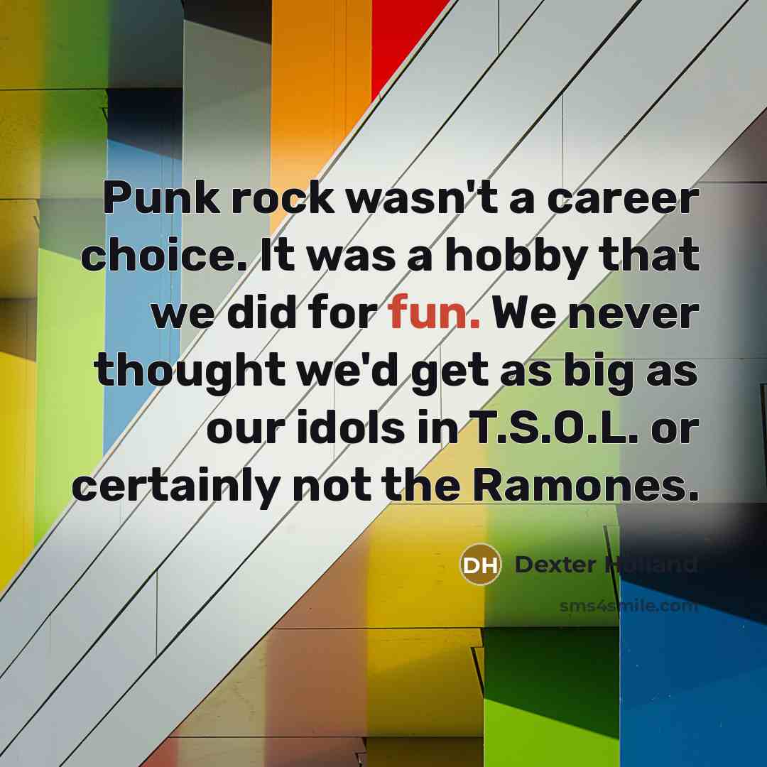 “Punk rock wasn't a career choice. It was a hobby…” quote by Dexter Holland