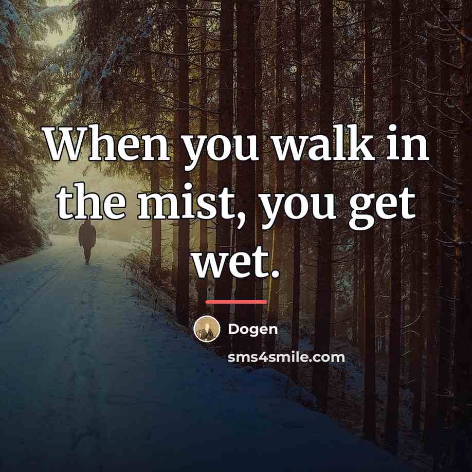 “When you walk in the mist, you get wet.…” quote by Dogen