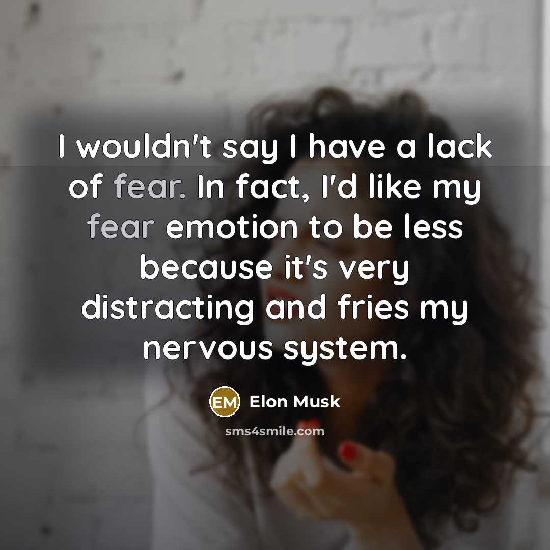 “I wouldn't say I have a lack of fear. In…” quote by Elon Musk