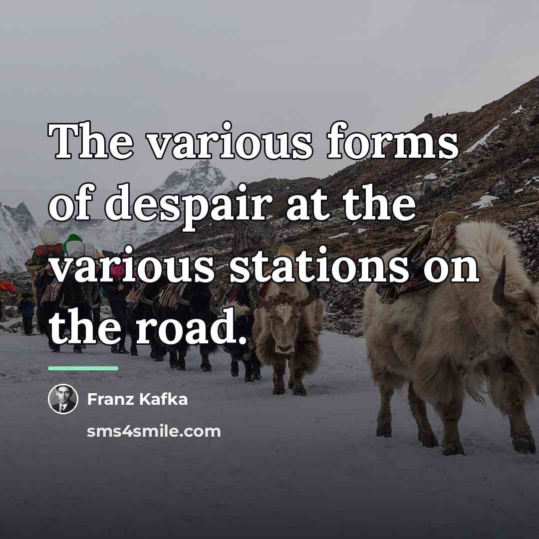 “The various forms of despair at the various stations on…” quote by Franz Kafka