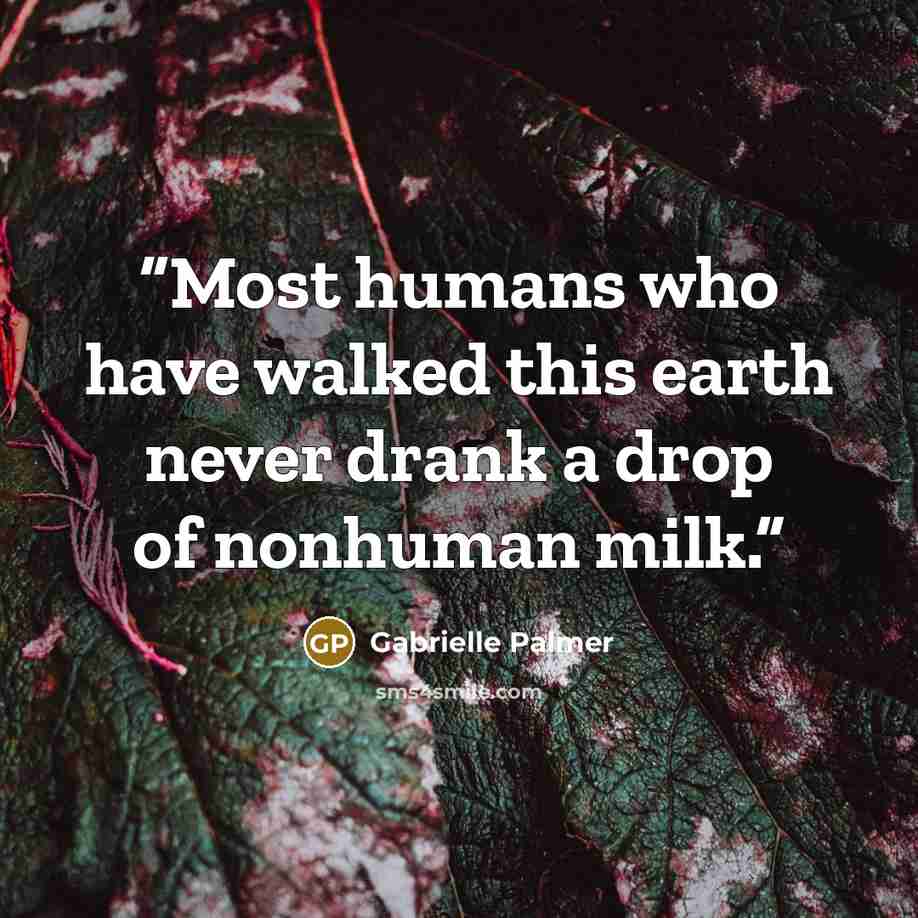 “Most humans who have walked this earth never drank a drop of nonhuman milk.” quote by Gabrielle Palmer