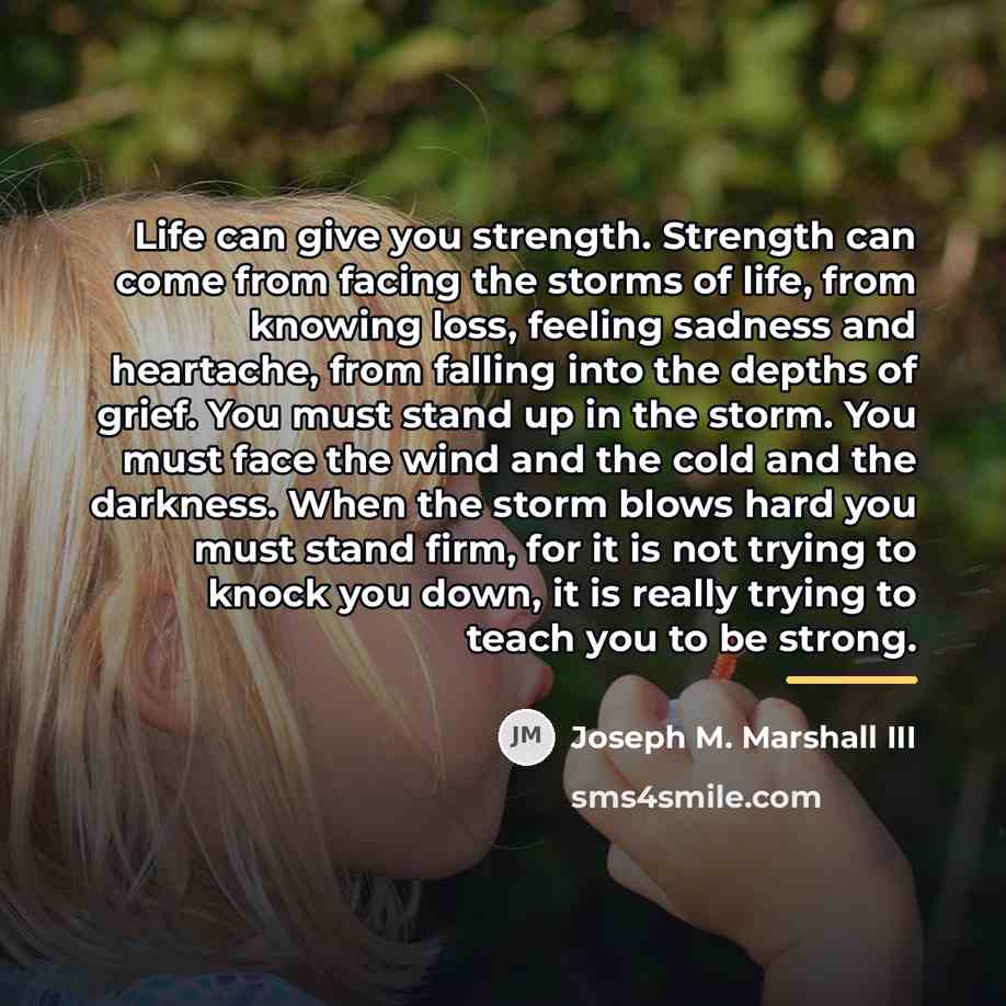 “Life can give you strength. Strength can come from facing…” quote by Joseph M. Marshall III