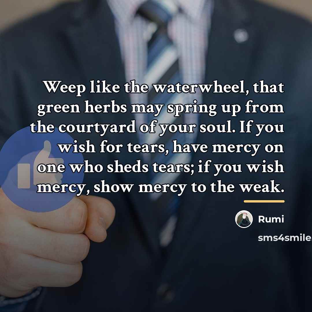 “Weep like the waterwheel, that green herbs may spring up…” quote by Rumi