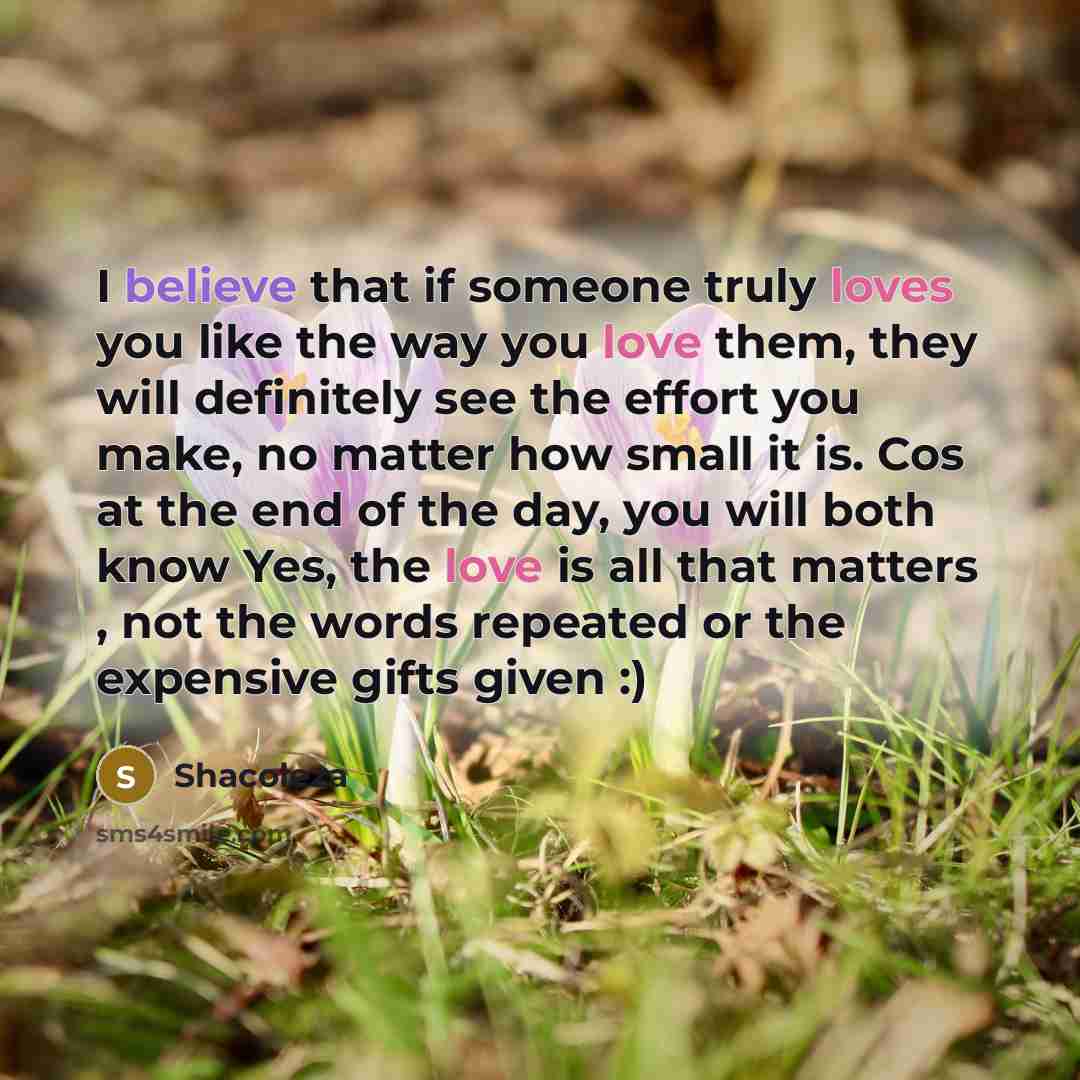 “I believe that if someone truly loves you like the…” quote by Shacoleza
