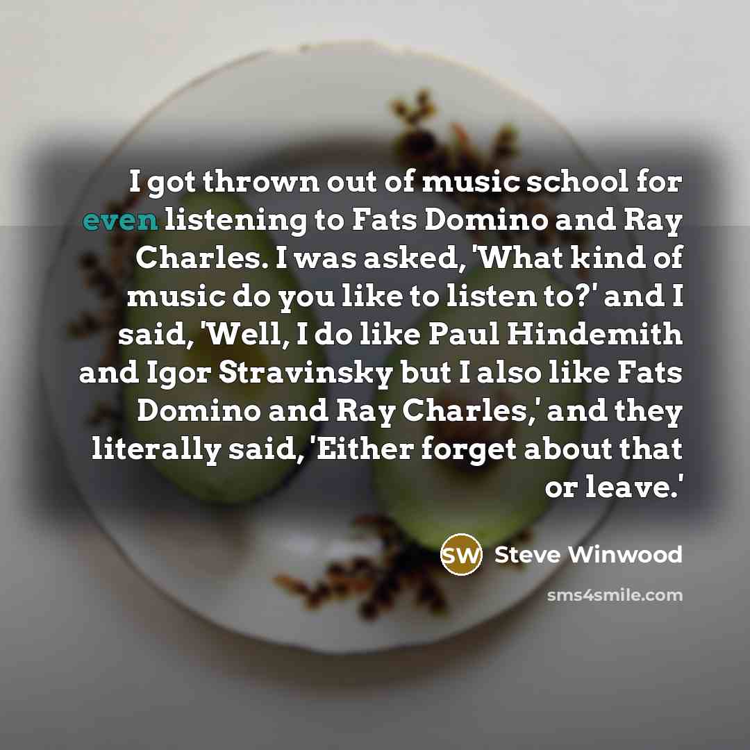 “I got thrown out of music school for even listening…” quote by Steve Winwood