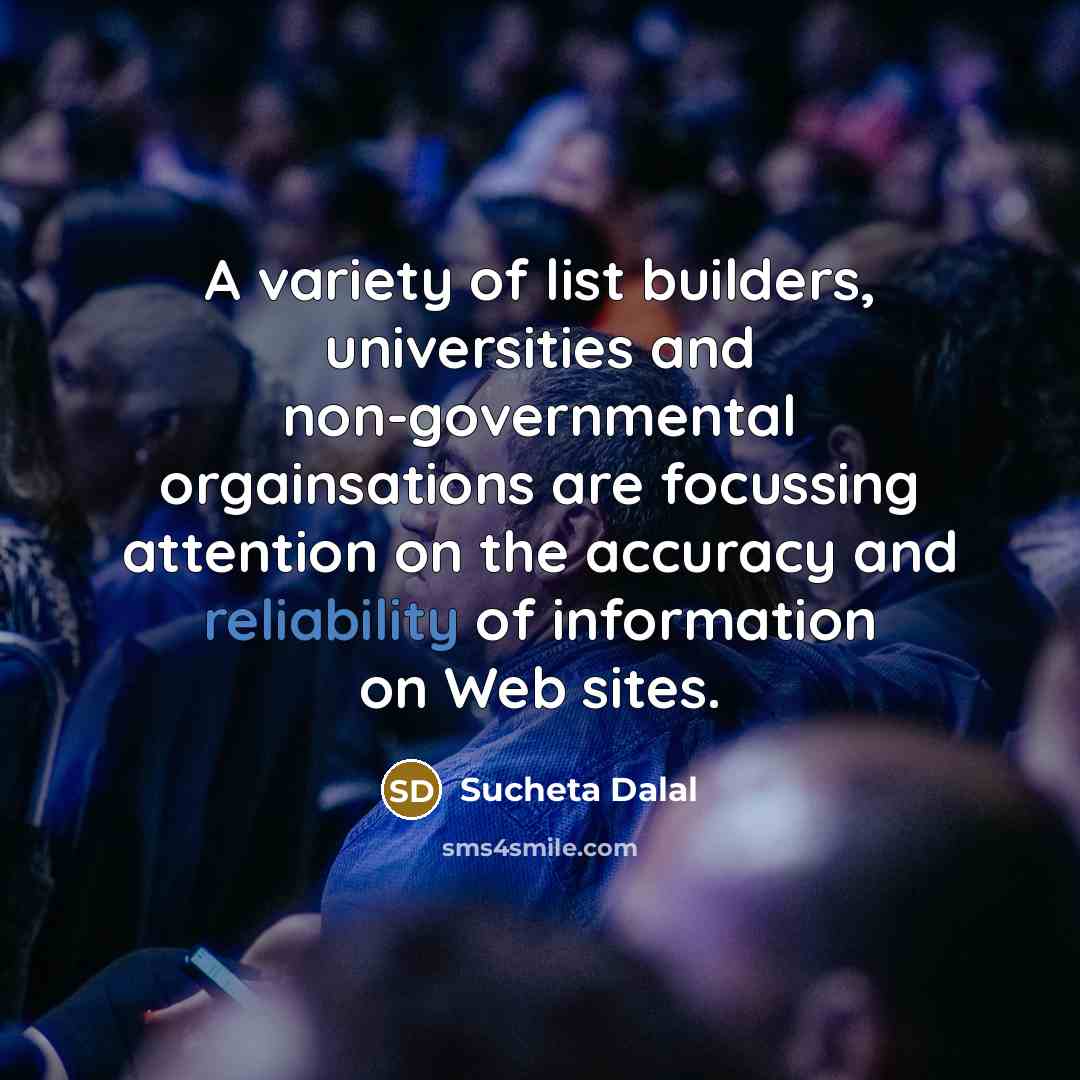 “A variety of list builders, universities and non-governmental orgainsations are…” quote by Sucheta Dalal