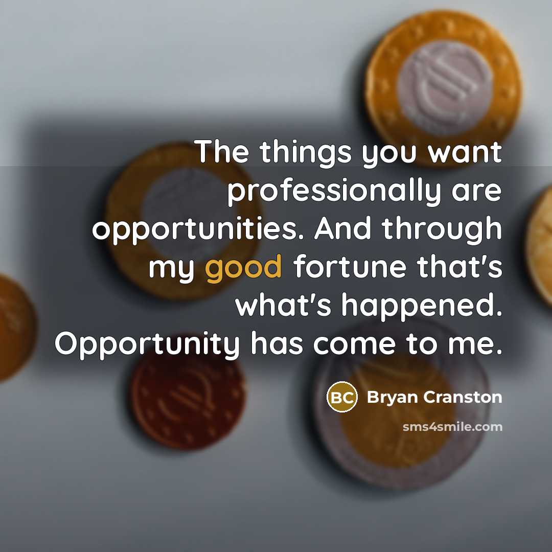“The things you want professionally are opportunities. And through my…” quote by Bryan Cranston