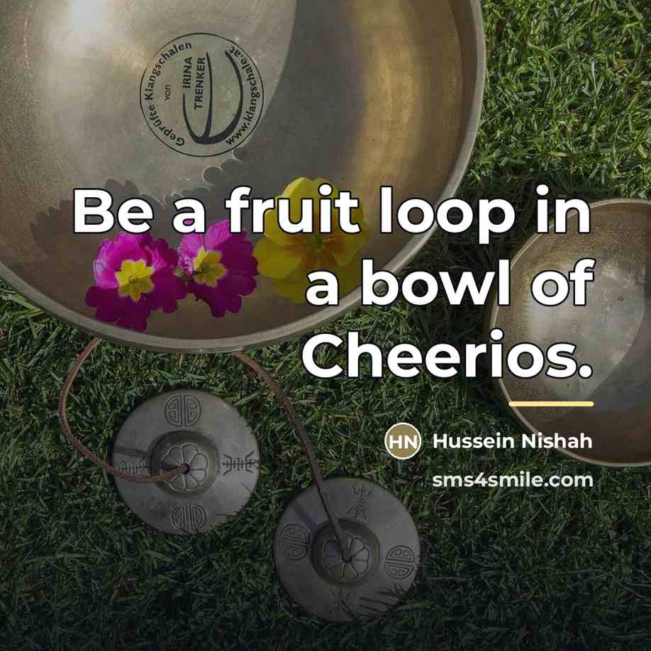 “Be a fruit loop in a bowl of Cheerios.…” quote by Hussein Nishah
