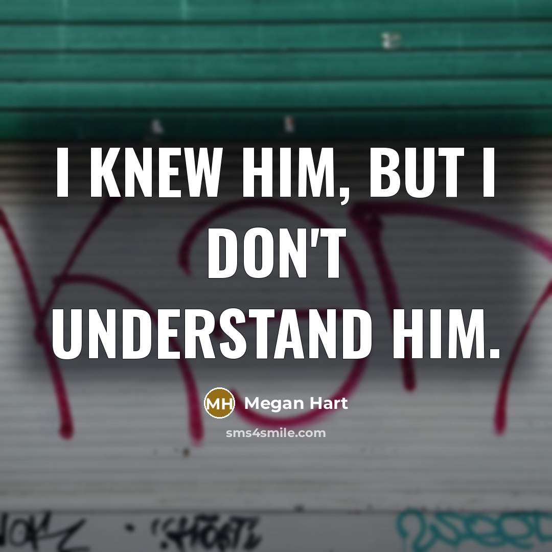 “I knew him, but I don't understand him.…” quote by Megan Hart