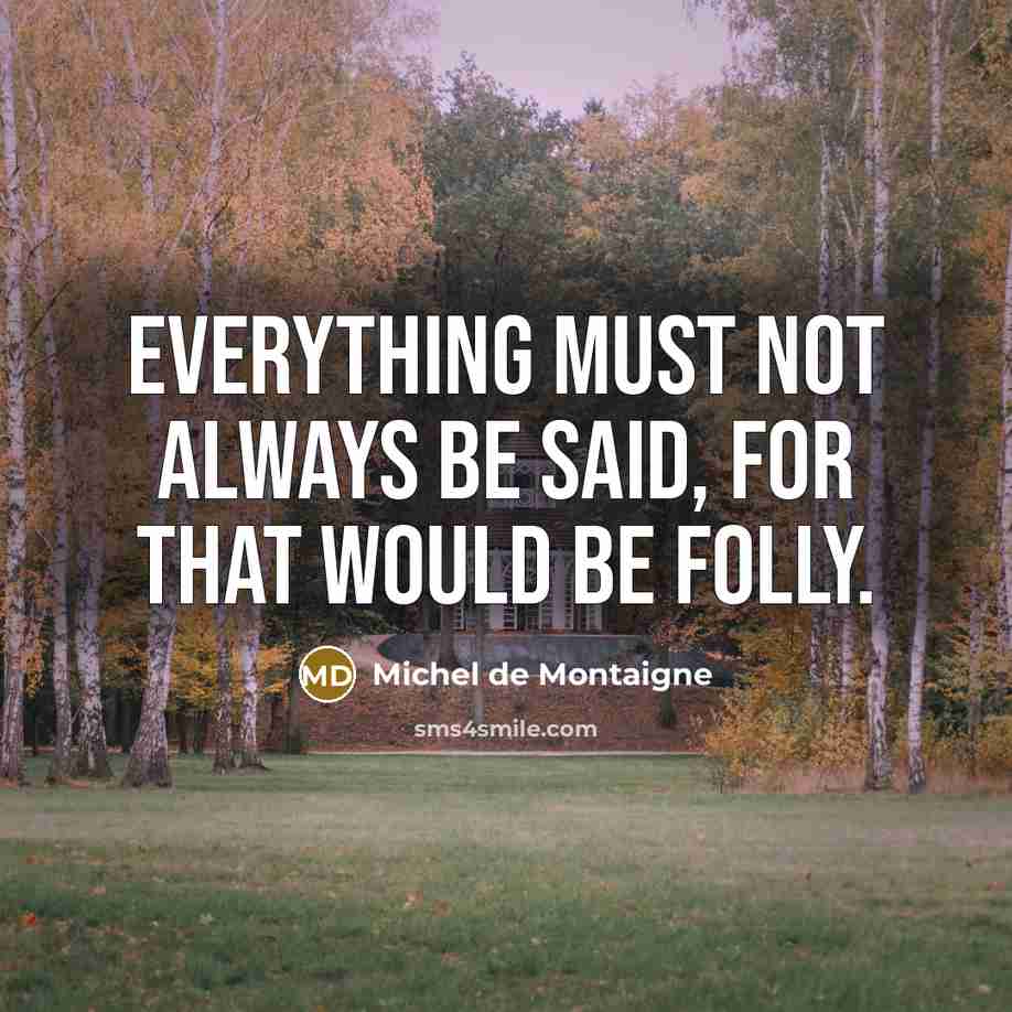 “Everything must not always be said, for that would be…” quote by Michel de Montaigne