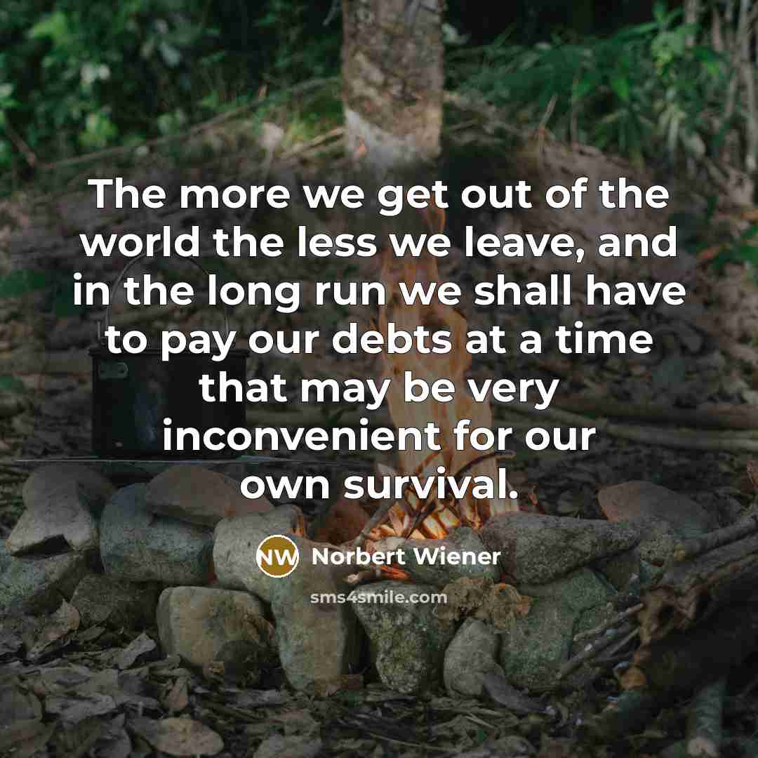 “The more we get out of the world the less…” quote by Norbert Wiener
