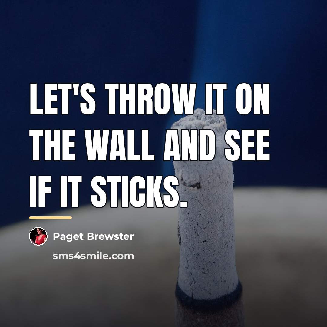 “Let's throw it on the wall and see if it…” quote by Paget Brewster