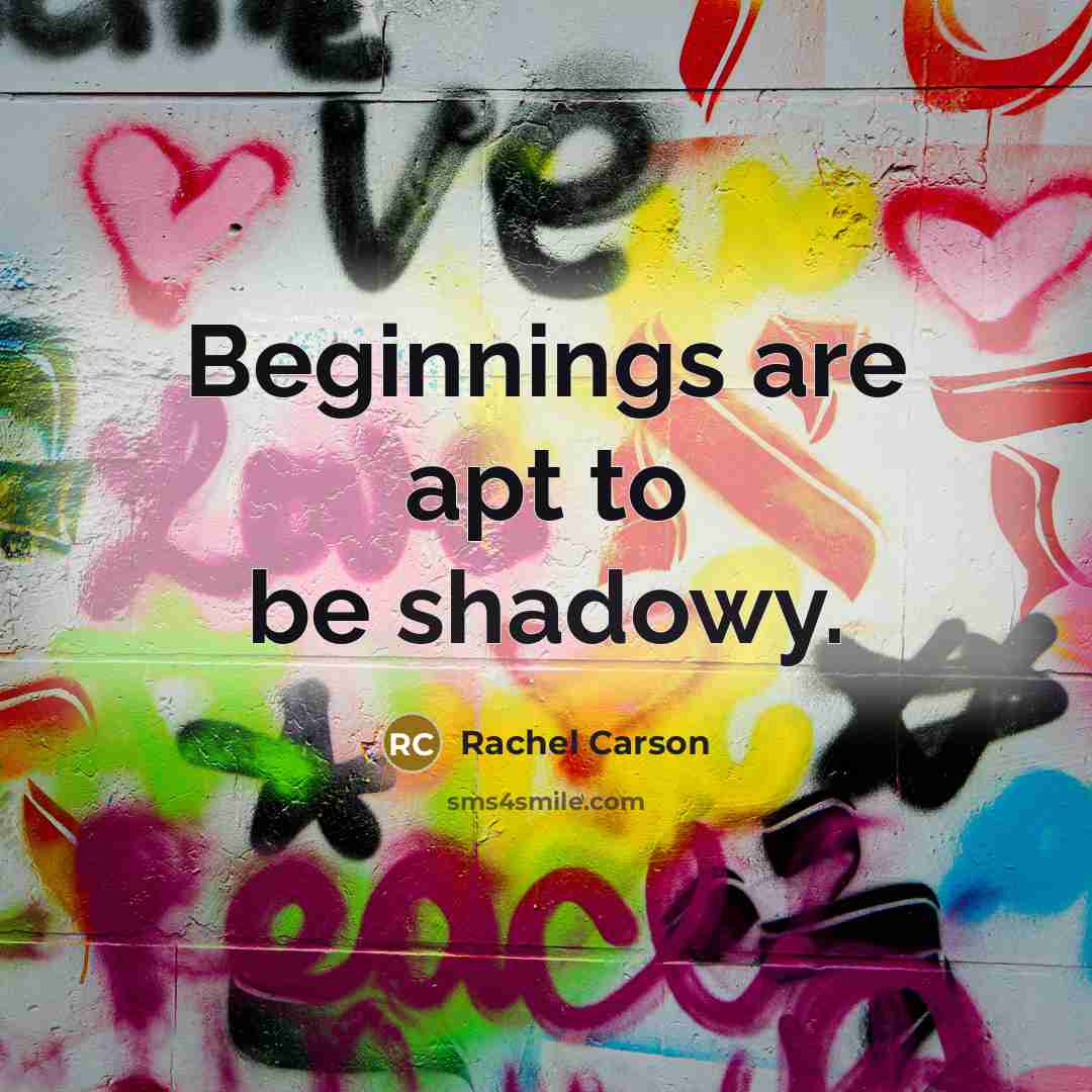 “Beginnings are apt to be shadowy.” quote by Rachel Carson