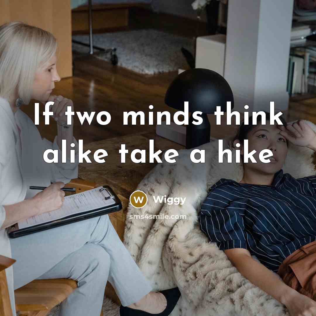“If two minds think alike take a hike” quote by Wiggy