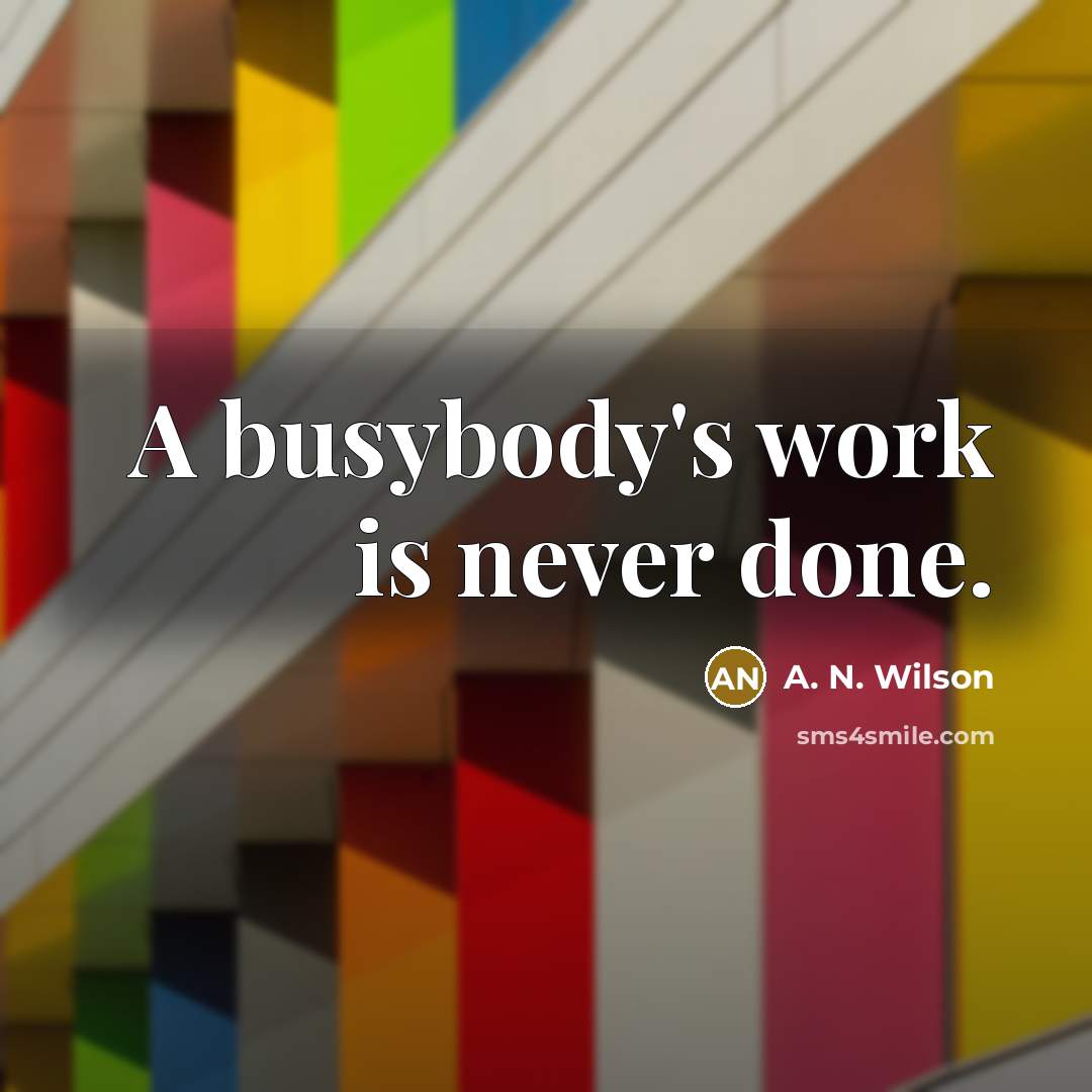 “A busybody's work is never done.…” quote by A. N. Wilson
