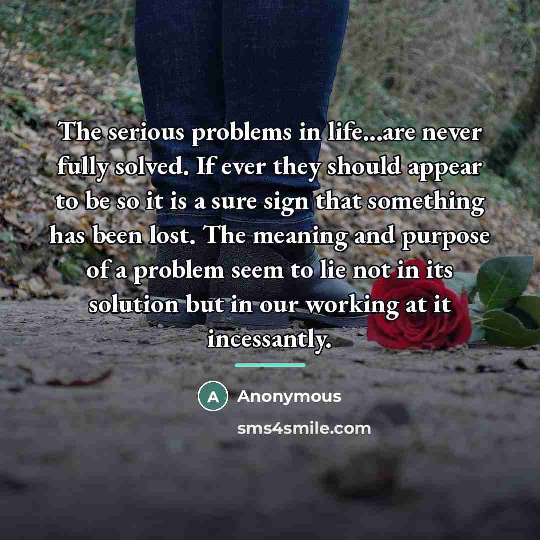 “The serious problems in life...are never fully solved. If ever…” quote by Anonymous