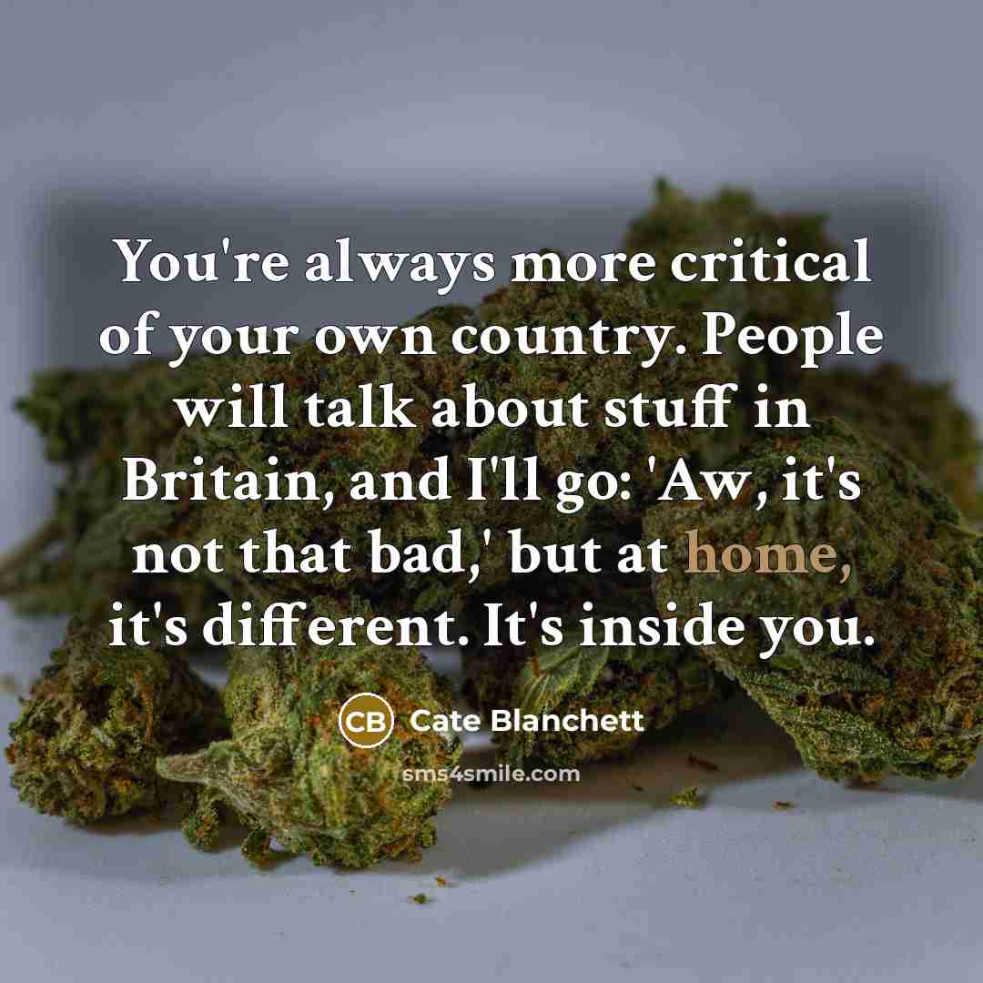 “You're always more critical of your own country. People will…” quote by Cate Blanchett