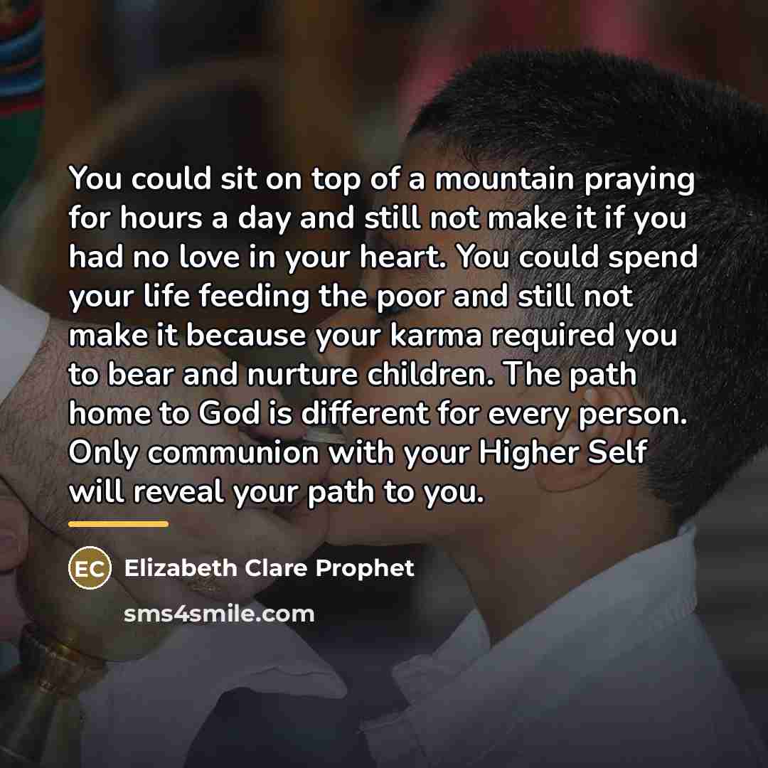“You could sit on top of a mountain praying for…” quote by Elizabeth Clare Prophet