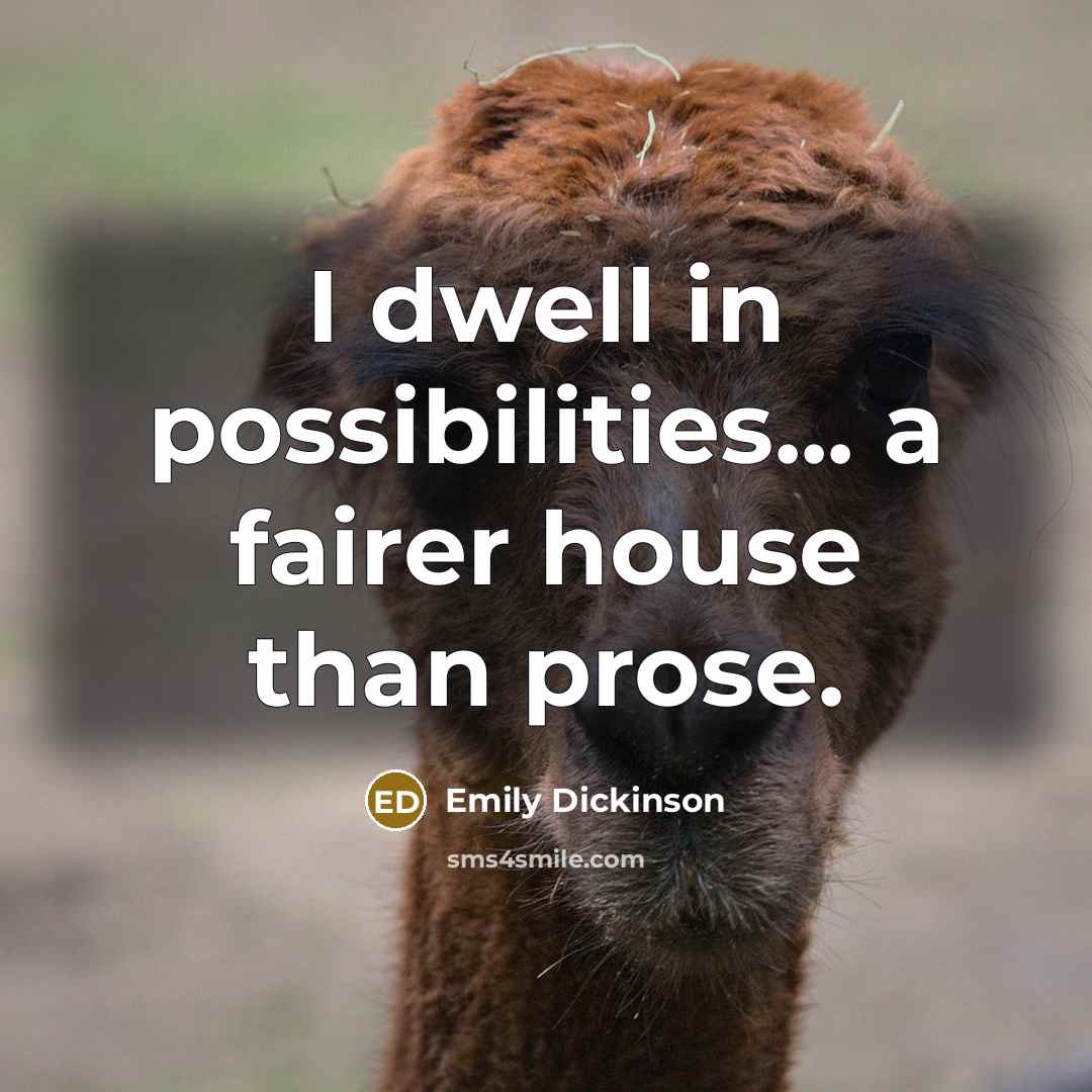 “I dwell in possibilities... a fairer house than prose.…” quote by Emily Dickinson