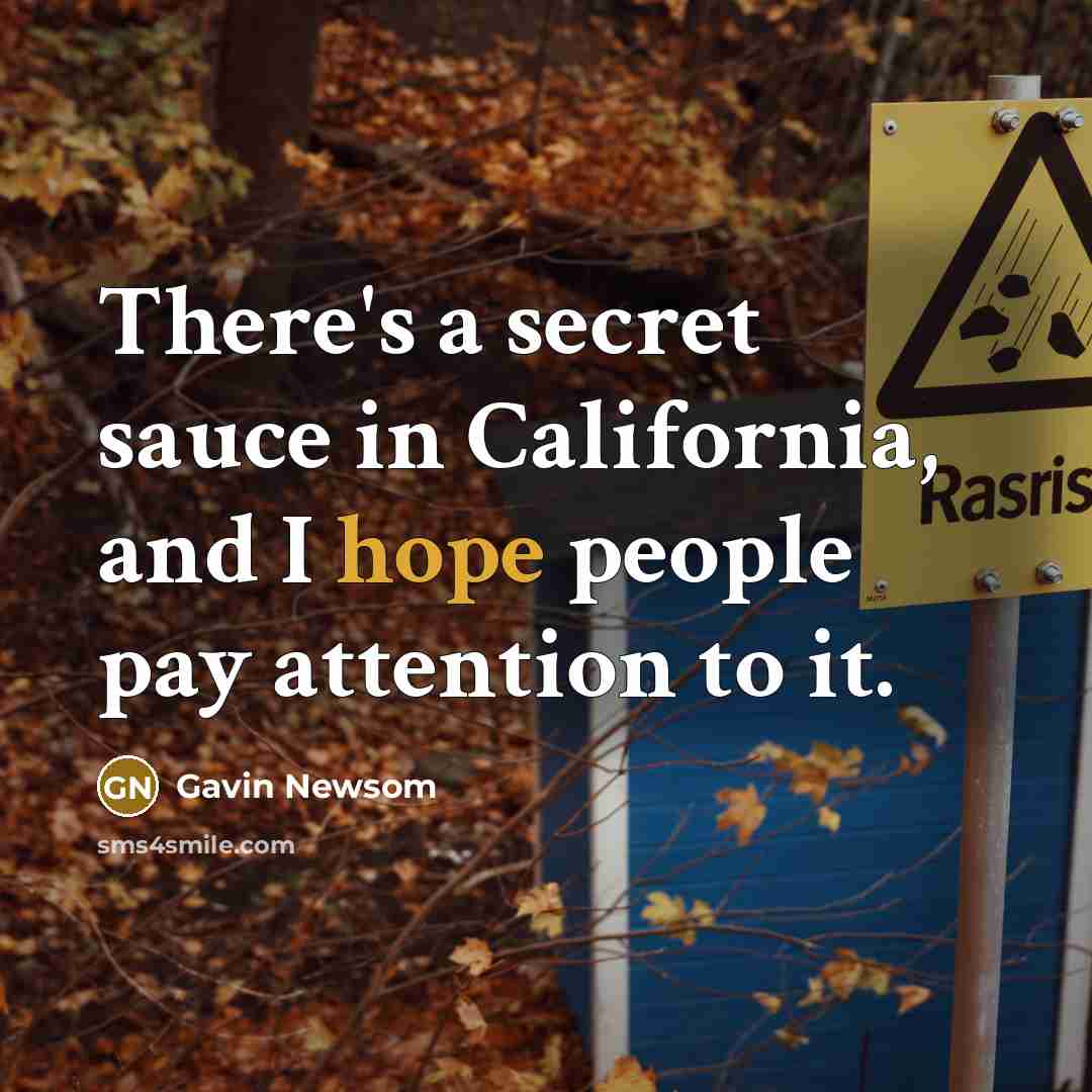 “There's a secret sauce in California, and I hope people…” quote by Gavin Newsom