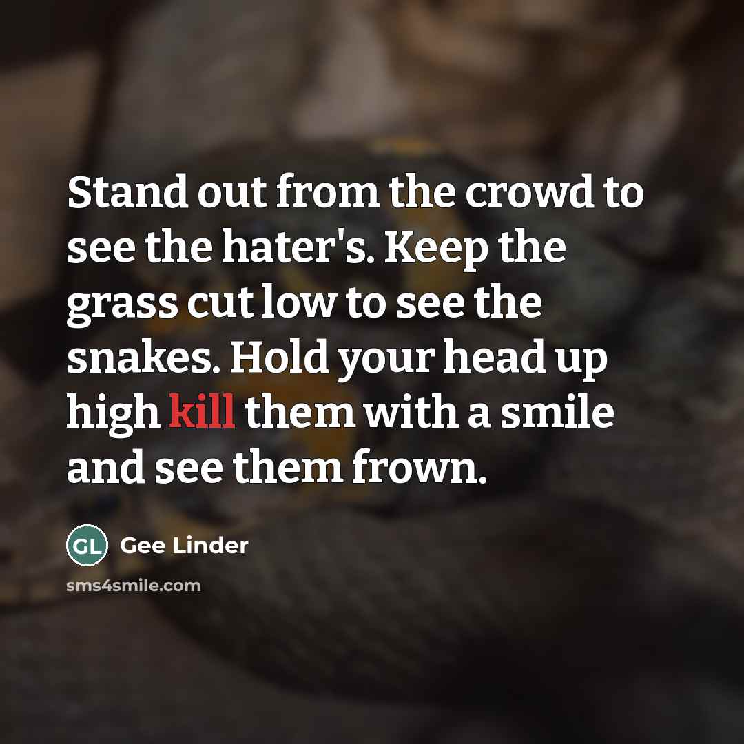 “Stand out from the crowd to see the hater's. Keep…” quote by Gee Linder