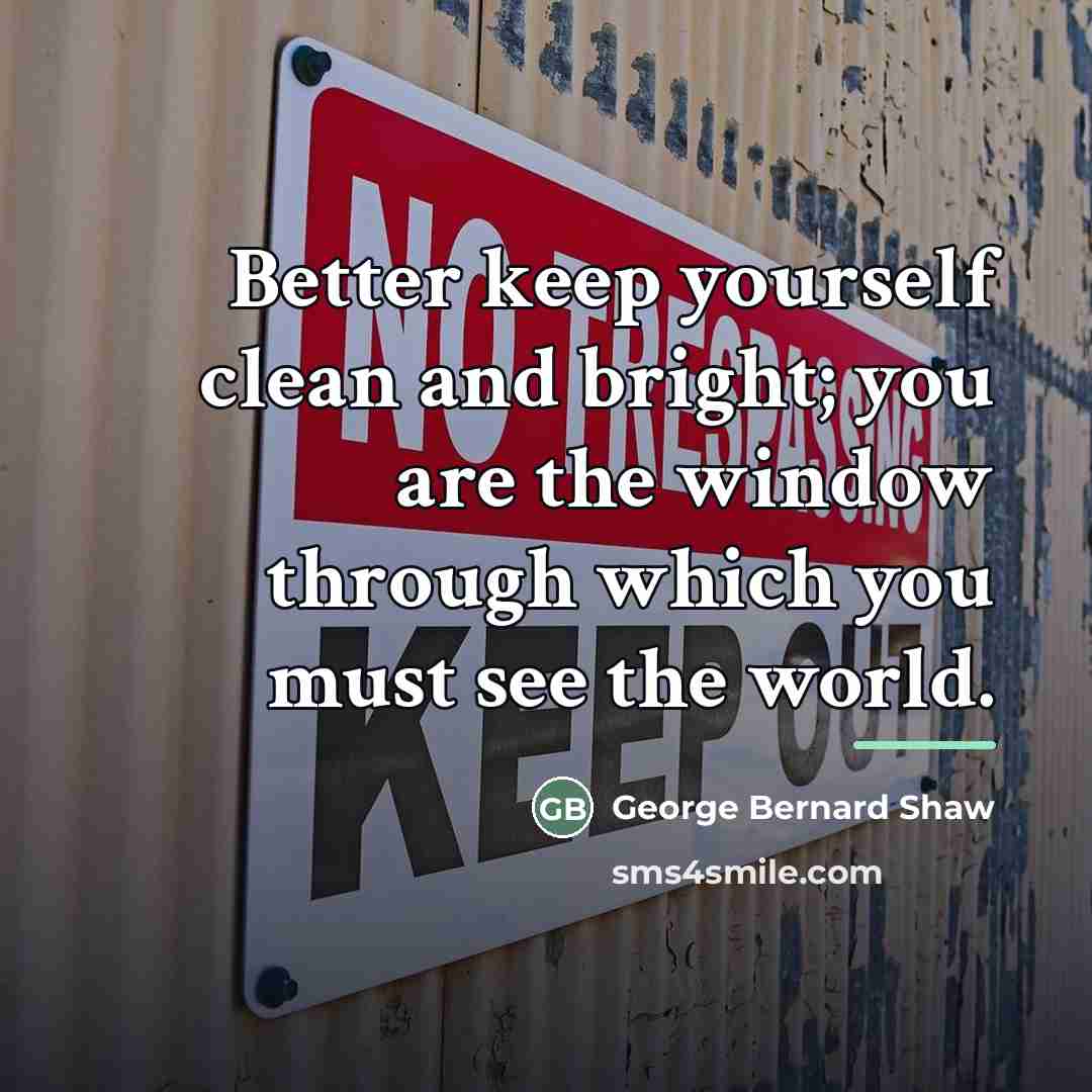 “Better keep yourself clean and bright; you are the window…” quote by George Bernard Shaw