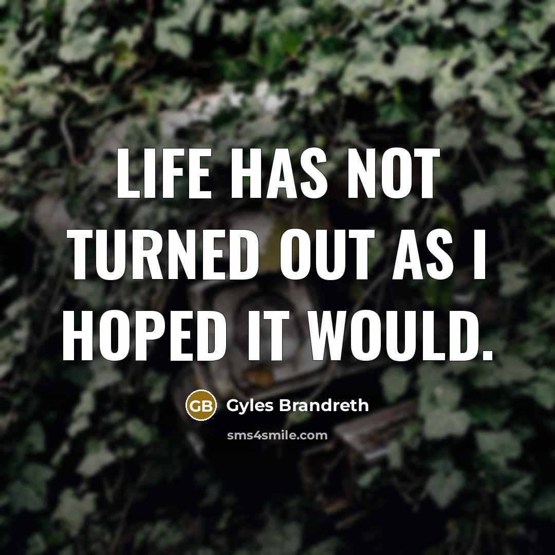 “Life has not turned out as I hoped it would.…” quote by Gyles Brandreth