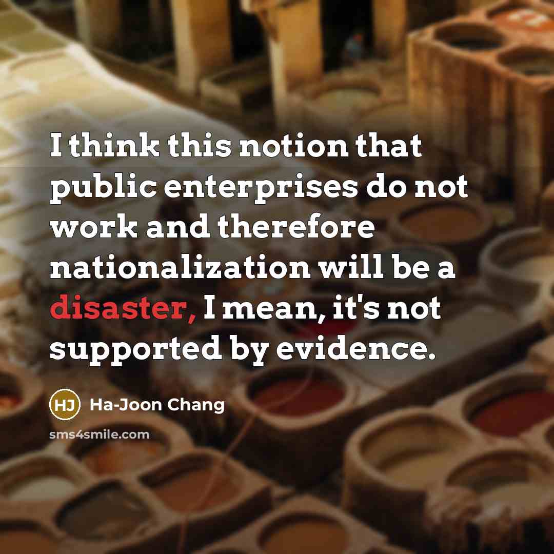 “I think this notion that public enterprises do not work…” quote by Ha-Joon Chang