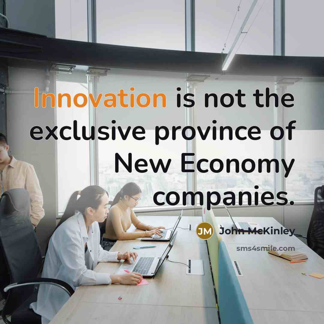 “Innovation is not the exclusive province of New Economy companies.…” quote by John McKinley