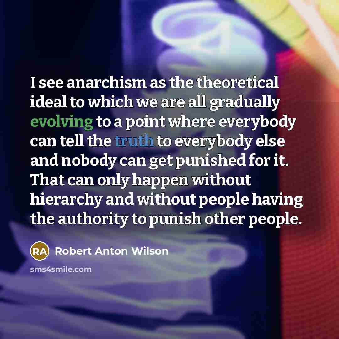 “I see anarchism as the theoretical ideal to which we…” quote by Robert Anton Wilson