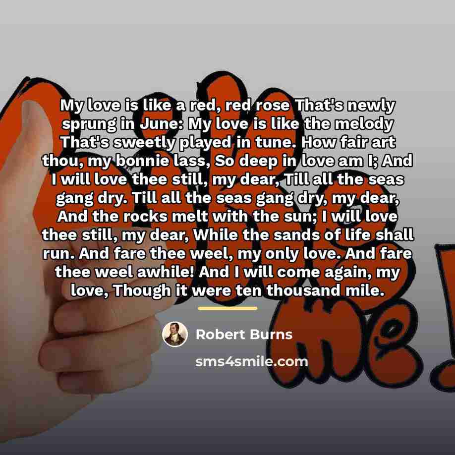 “My love is like a red, red rose That's newly…” quote by Robert Burns