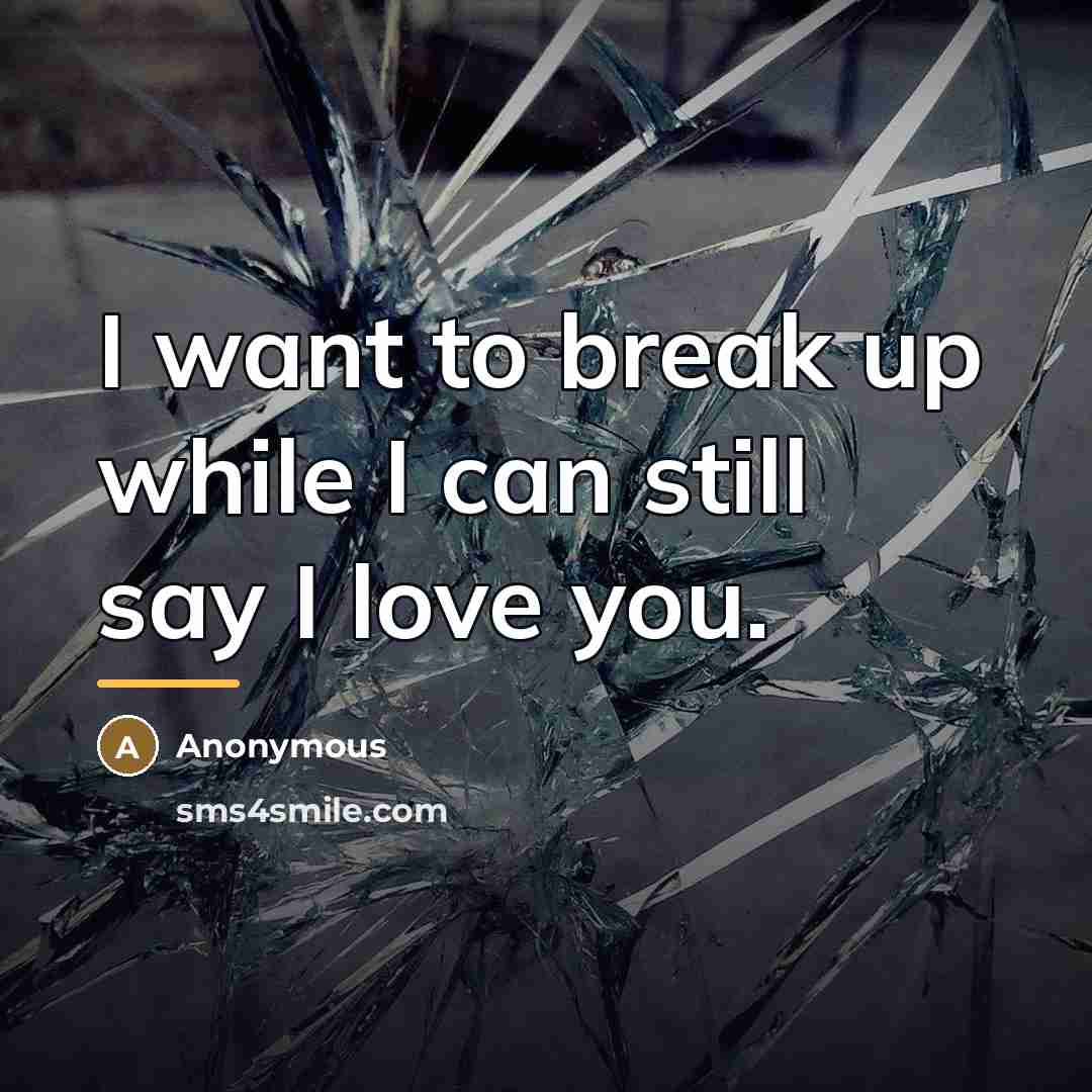 “I want to break up while I can still say…” quote by Anonymous